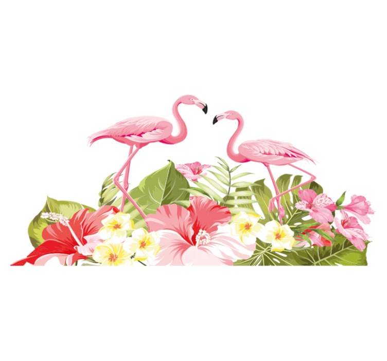 Vinyl teppich tiere mit tropischem flamingo - TenStickers