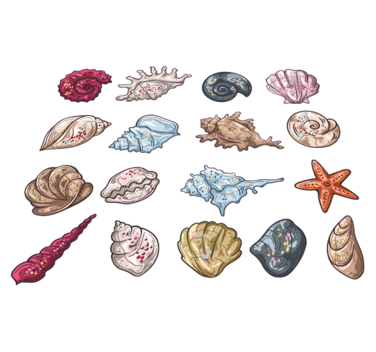 Vinyl teppich tiere muschelmuster zeichnungen - TenStickers