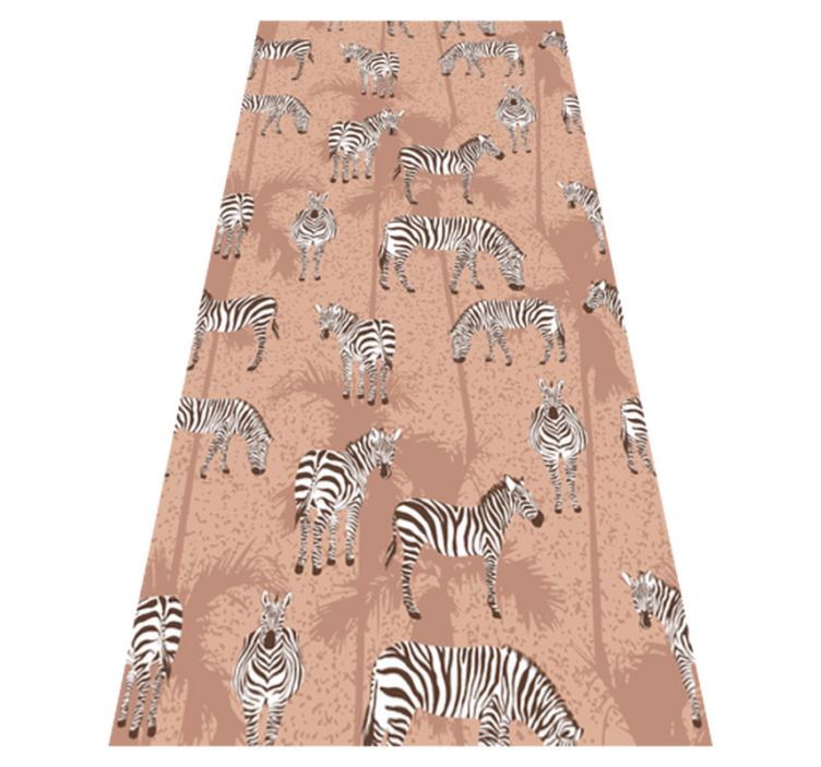 Vinyl teppich tiere zebra und palmen braun - TenStickers
