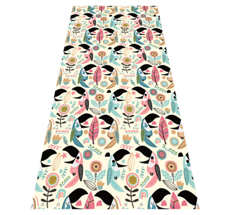 Vinyl teppich tiere blaue nordische pastellblätter - TenStickers