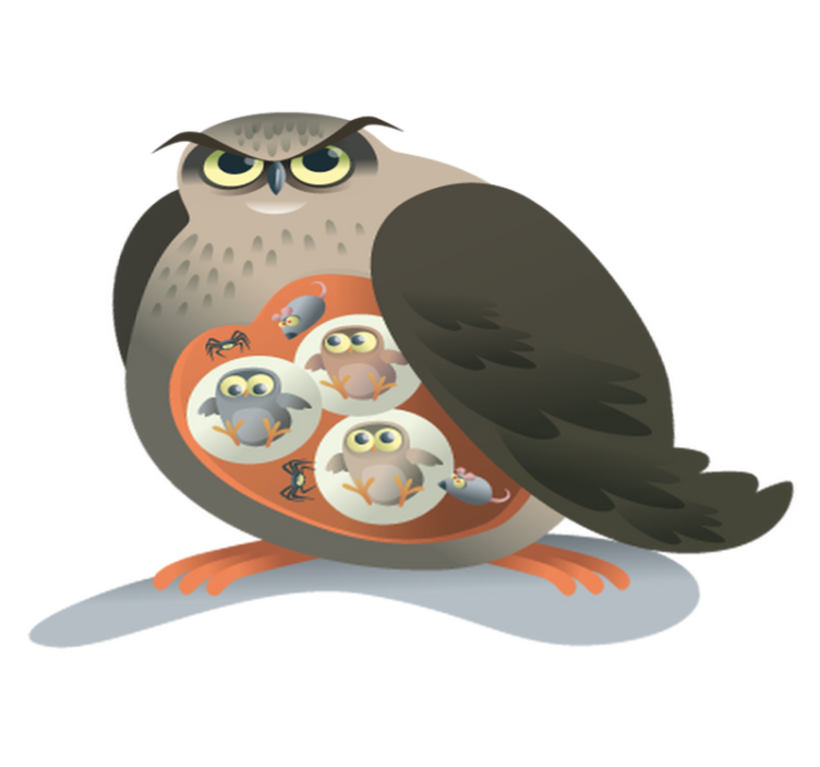 Vinyl teppich tiere mutter eule - TenStickers