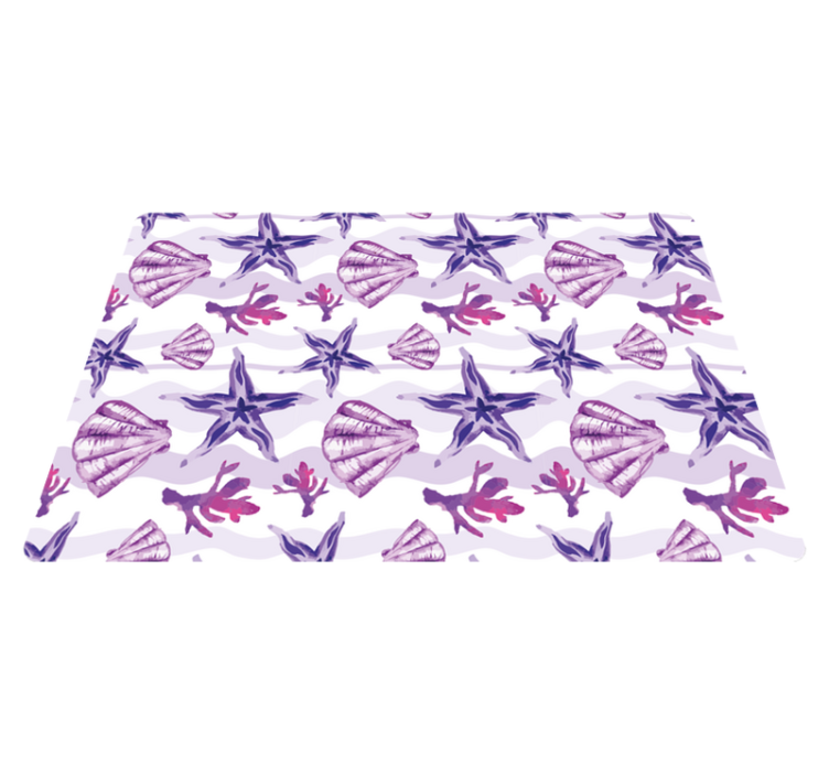 Vinyl teppich tiere lila muschel und seestern - TenStickers