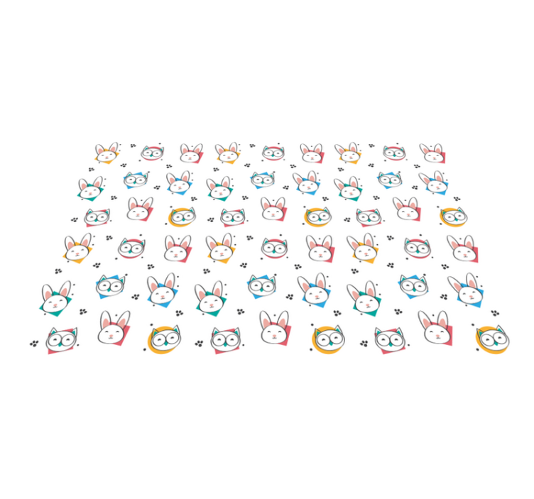 Vinyl teppich tiere eulen und hasen muster - TenStickers