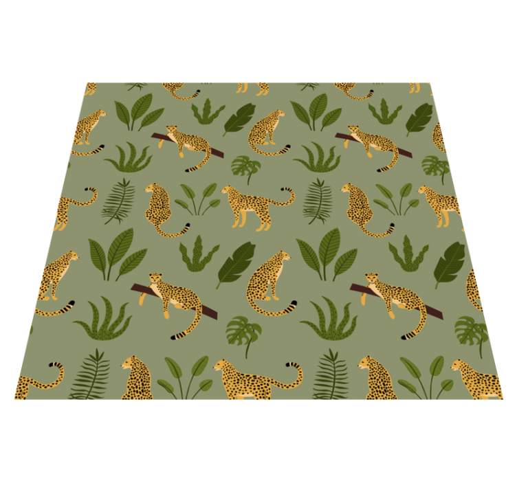 Vinyl teppich tiere im floralen dschungel leoparden design - TenStickers