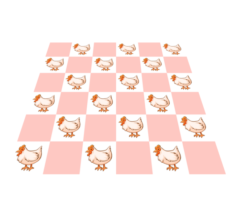 Vinyl teppich tiere in rosa quadraten mit hühnern - TenStickers