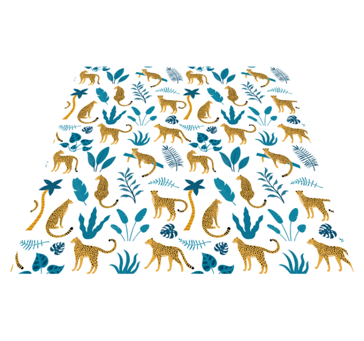 Vinyl teppich tiere botanisch und leoparden - TenStickers