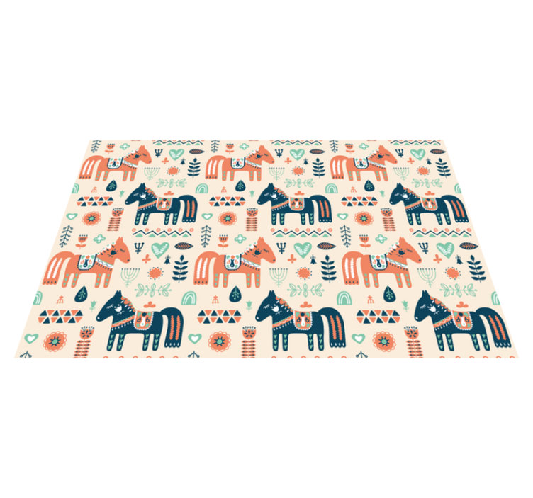 Vinyl teppich tiere mit nordischen blättern auf beige - TenStickers