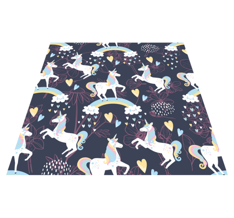 Vinyl teppich tiere mit pinken einhörnern und blumenmuster - TenStickers