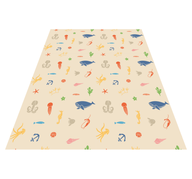 Vinyl teppich tiere mit meeresbewohnern auf hellem beige - TenStickers