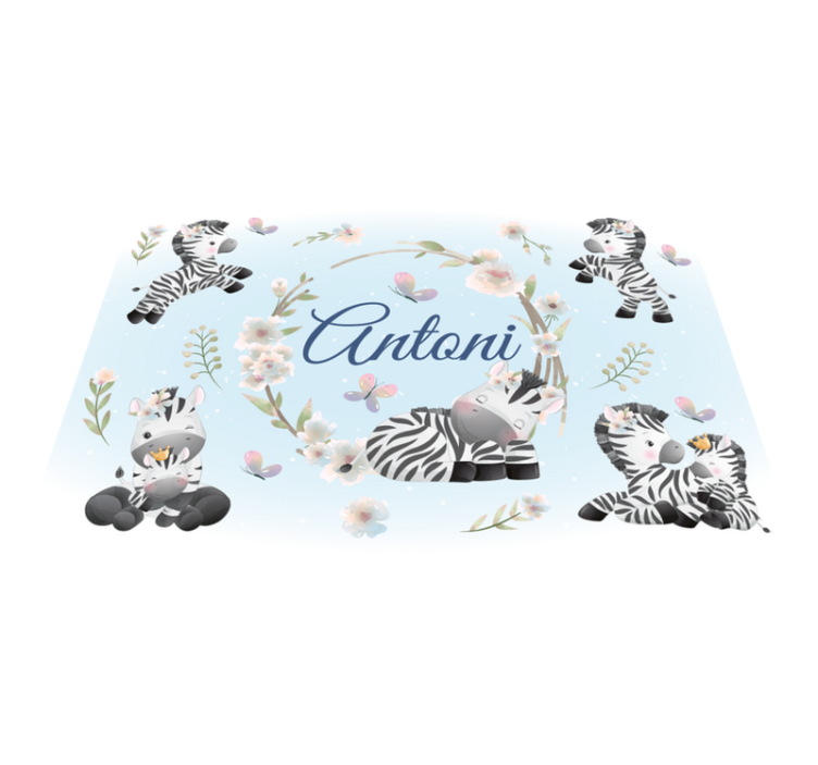Vinyl teppich tiere mit babyzebras und namen - TenStickers