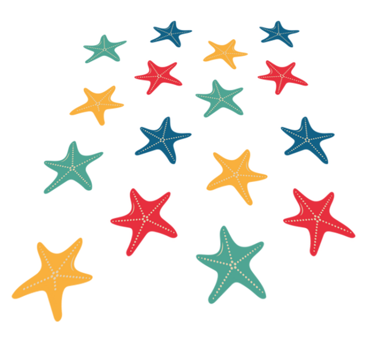 Vinyl teppich tiere bunte seesterne - TenStickers
