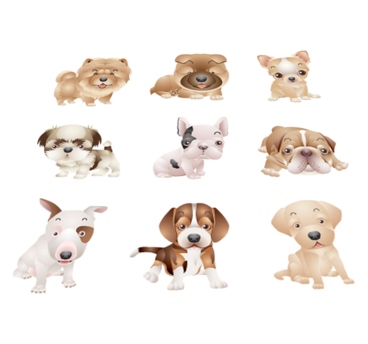 Vinyl teppich tiere mit süßen welpen - TenStickers