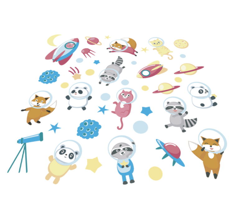 Vinyl teppich tiere süße tierastronauten - TenStickers