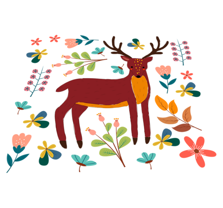 Vinyl teppich tiere mit verspielter hirschillustration - TenStickers