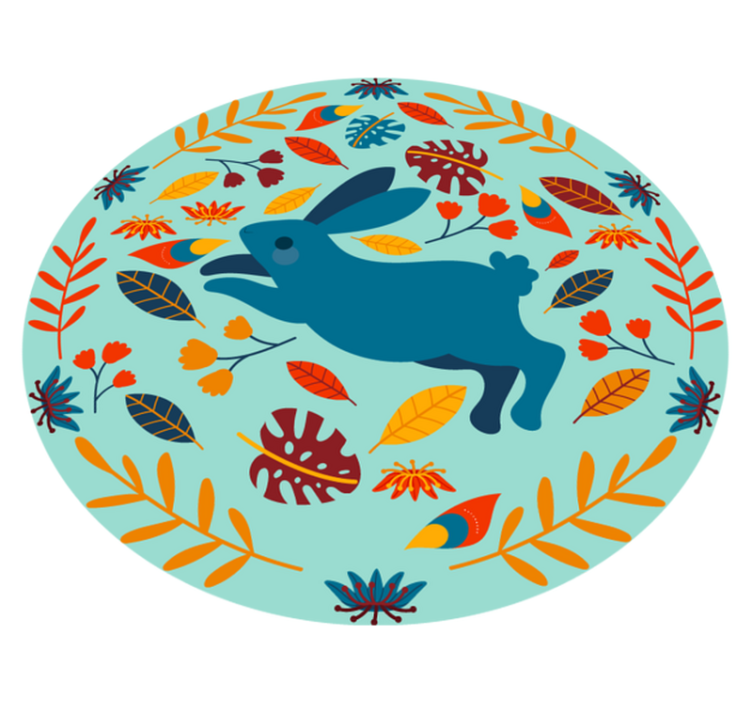 Vinyl teppich tiere mit verspielter hasenillustration - TenStickers
