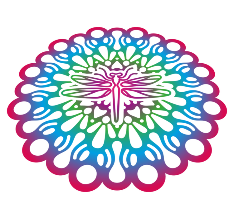 Vinyl teppich tiere buntes libellen mandala - TenStickers