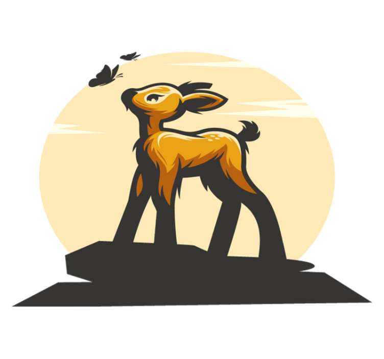 Vinyl teppich tiere rehe und schmetterlinge - TenStickers