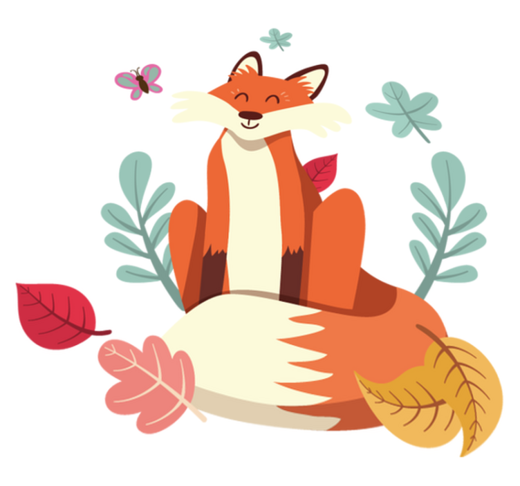 Vinyl teppich tiere mit lächelndem fuchs charakter - TenStickers