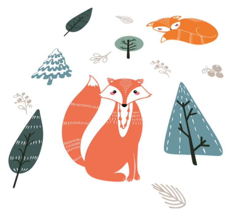 Vinyl teppich tiere mit verspieltem fuchsdesign - TenStickers