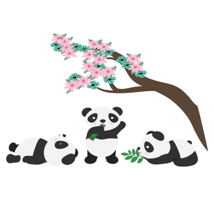 Vinyl teppich tiere verspielt panda clan - TenStickers