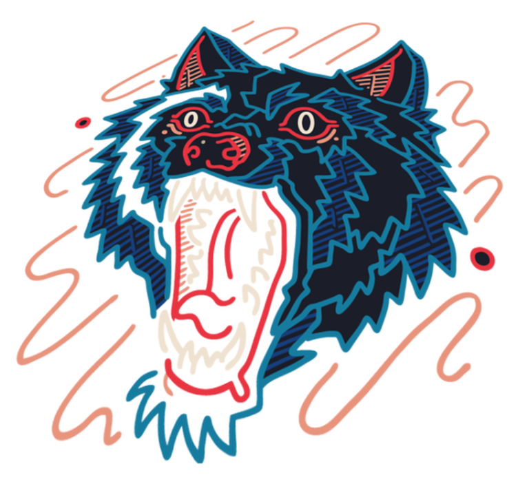 Vinyl teppich tiere mit heulendem wolf motiv - TenStickers