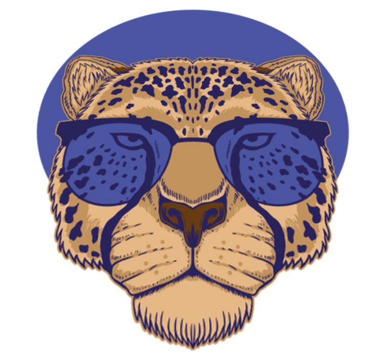 Vinyl teppich tiere leopard mit brille - TenStickers