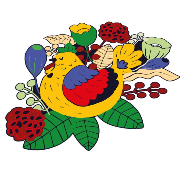 Vinyl teppich tiere bunte vogelblumen - TenStickers