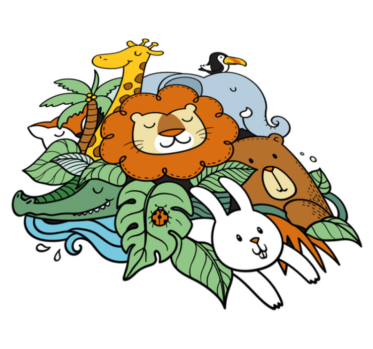 Vinyl teppich tiere spielerische tierwelt - TenStickers