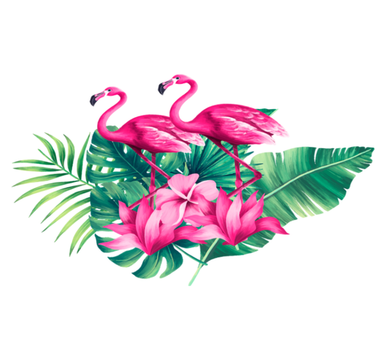 Vinyl teppich tiere flamingos und blätter - TenStickers