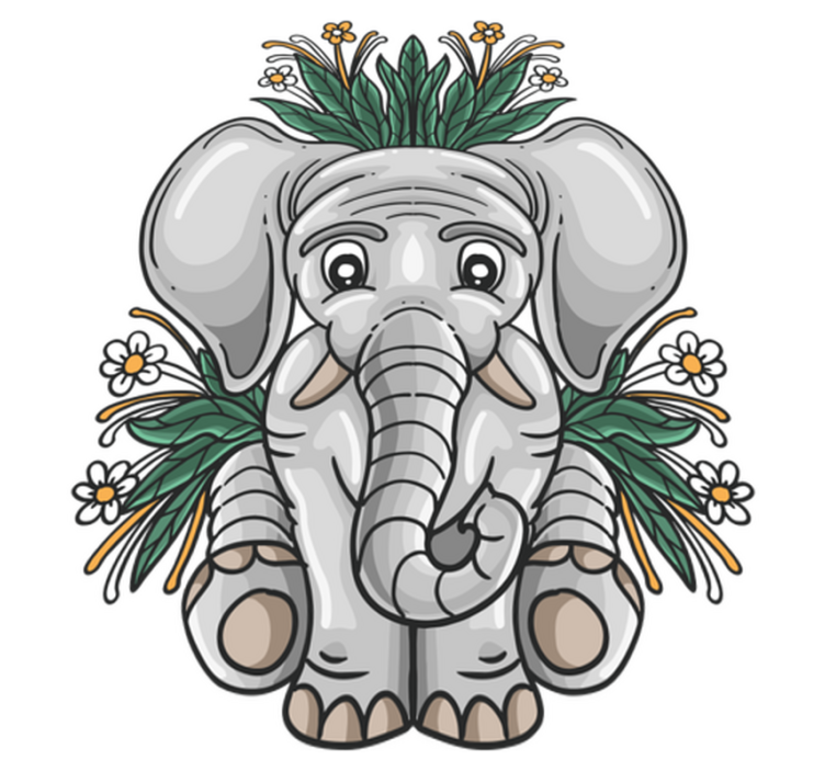 Vinyl teppich tiere mit süßer elefant illustration - TenStickers