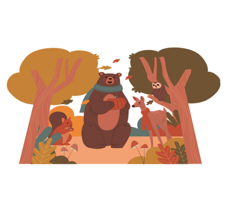 Vinyl teppich tiere herbstwald kreaturen - TenStickers