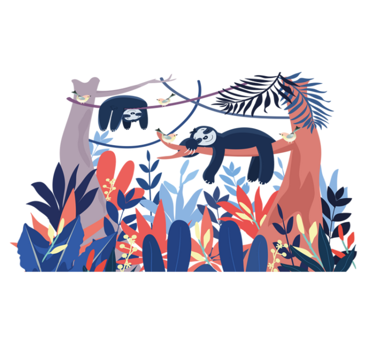 Vinyl teppich tiere verspielt mit faultieren szene - TenStickers