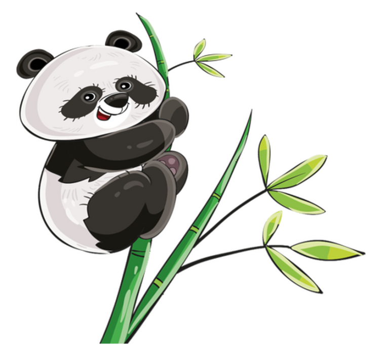 Vinyl teppich tiere panda klettert am bambus - TenStickers