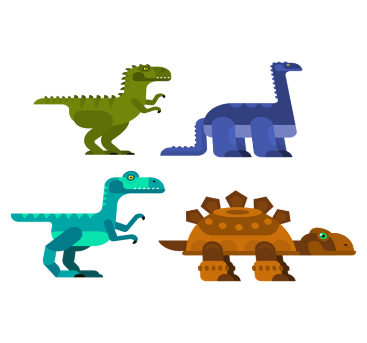 Vinyl teppich tiere bunte bewegliche dinosaurier - TenStickers