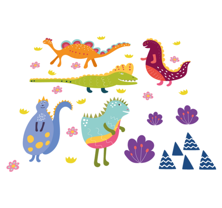 Vinyl teppich tiere mit bunten dinosaurierfiguren - TenStickers