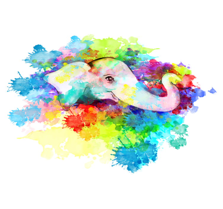 Vinyl teppich tiere bunter elefantenspritzer - TenStickers