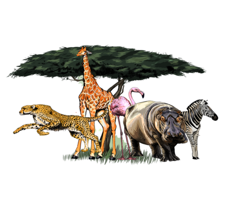 Vinyl teppich tiere giraffenfamilie safari - TenStickers