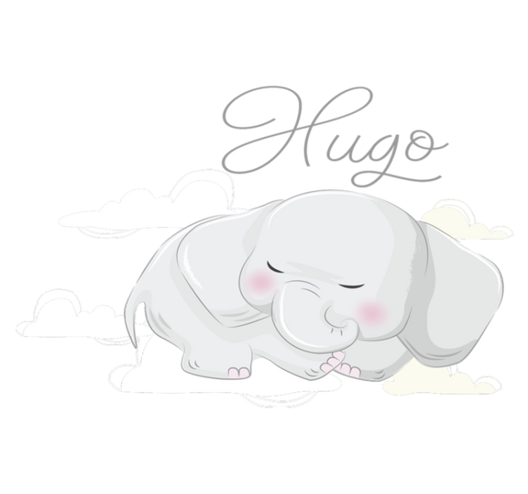 Vinyl teppich tiere elefant schlafend auf wolken - TenStickers