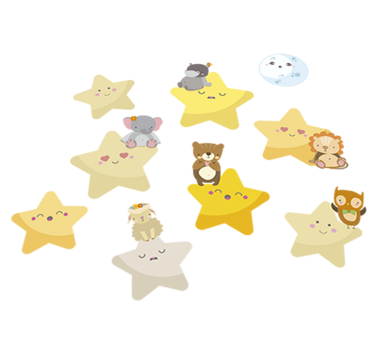 Vinyl teppich tiere sterne für das kinderzimmer - TenStickers