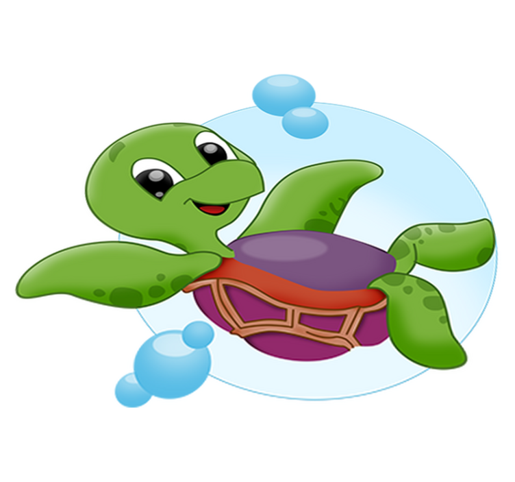 Vinyl teppich tiere mit spielender baby-schildkröte - TenStickers