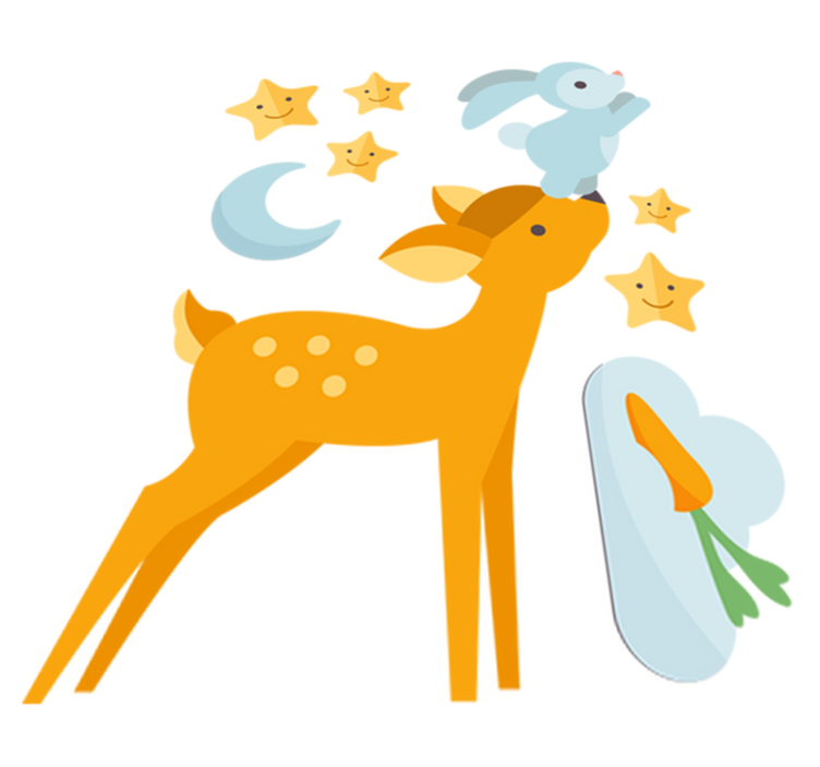 Vinyl teppich tiere reh und hase - TenStickers