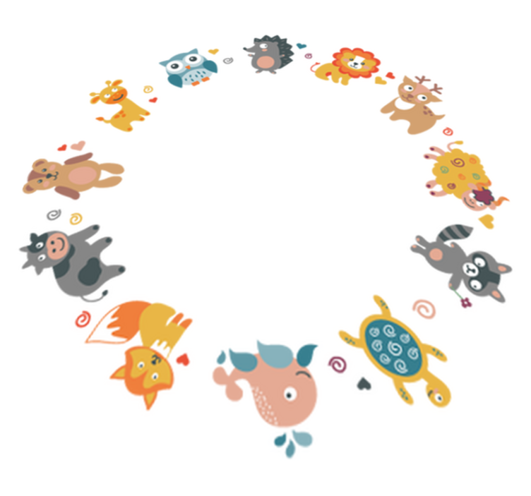 Vinyl teppich tiere mit babys im kreis - TenStickers