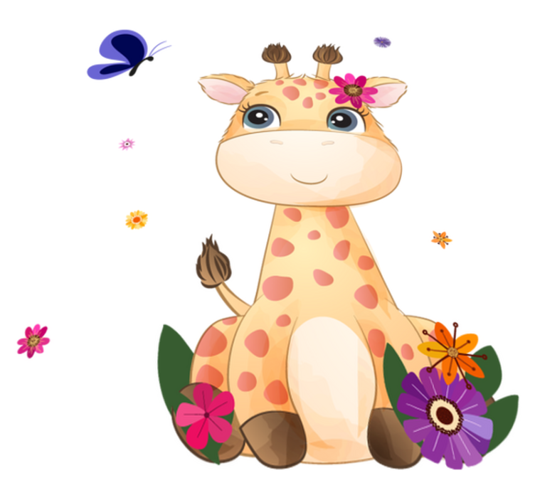 Vinyl teppich tiere wilde afrika giraffe mädchen - TenStickers