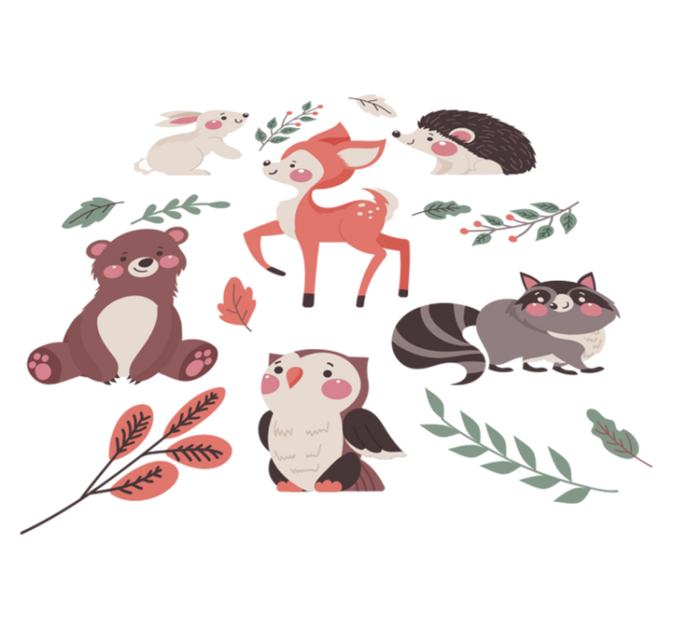 Vinyl teppich tiere herbstwald tiere - TenStickers