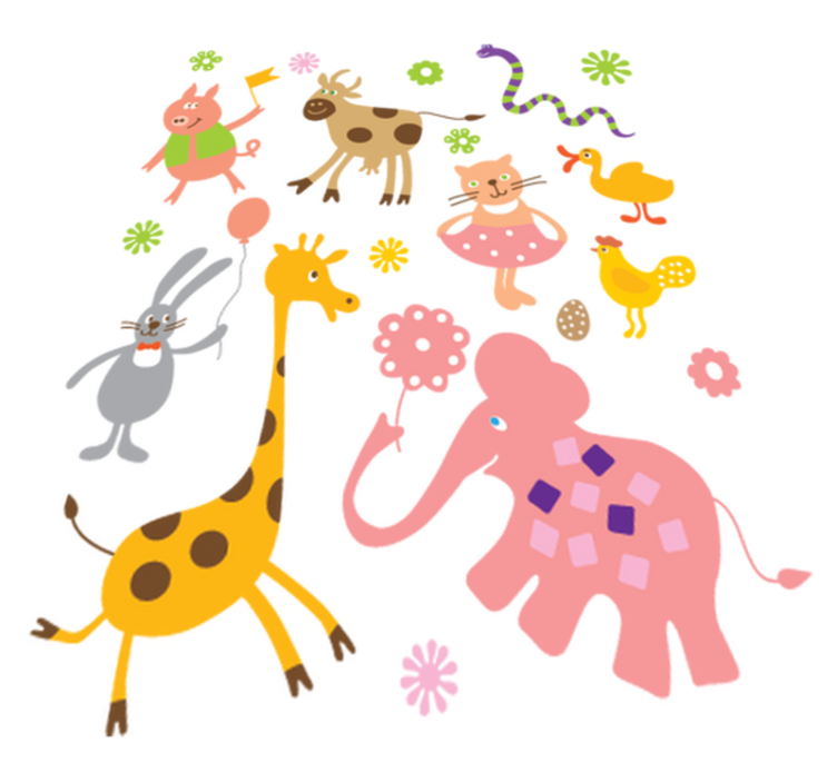 Vinyl teppich tiere bunte kreaturen - TenStickers