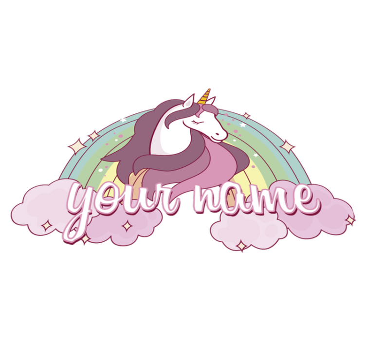Vinyl teppich tiere einhorn in pink mit namen - TenStickers