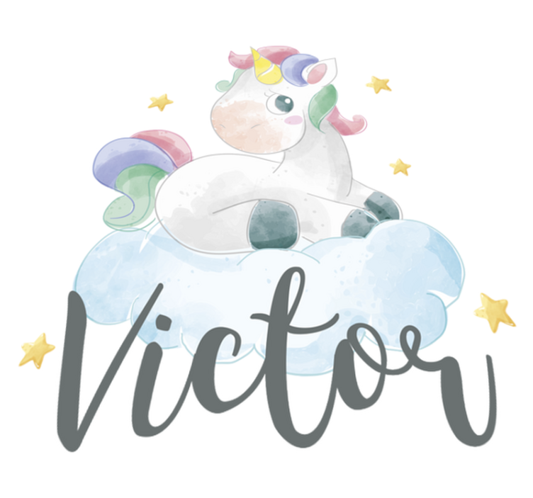 Vinyl teppich tiere aquarell einhorn mit wolken - TenStickers