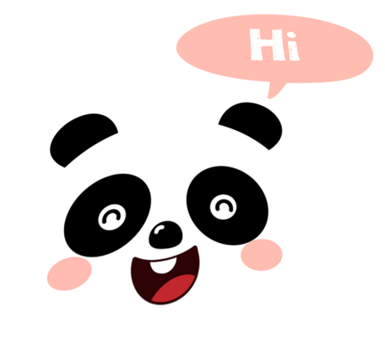 Vinyl teppich tiere mit cartoon panda der hallo sagt - TenStickers