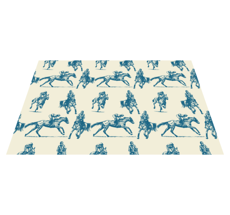Vinyl teppich tiere in blau und beige mit pferdemuster - TenStickers