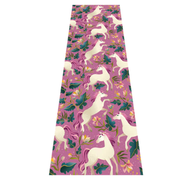 Vinyl teppich tiere im pinken blumenpferd-design - TenStickers